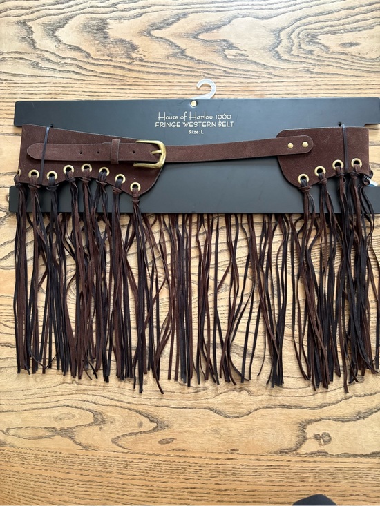House of Harlow 1960 Brown Suede Fringe Western Belt Studded Boho Festival NWT main image 4